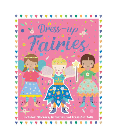 Fairy sticker book featuring press-out dolls, magical outfits, and stickers for creative dress-up and imaginative play.
