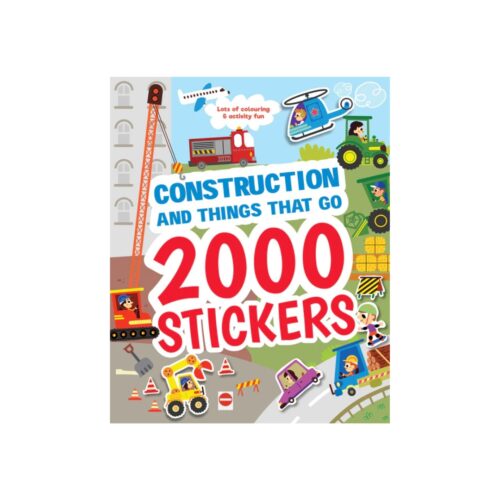 2000 Stickers - Construction sticker book featuring 48 pages of fun activities with construction-themed stickers like cranes, bulldozers, and hard hats.
