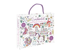 Kids gem stickers set with over 1,500 colourful gem stickers, three magical colouring books, and a portable carry case—perfect for creative fun at home or on the go.