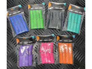 Set of 8 colorful silicone pencil grips – 4 smooth and 4 ribbed – designed for comfort, control, and reduced writing fatigue on standard pens and pencils